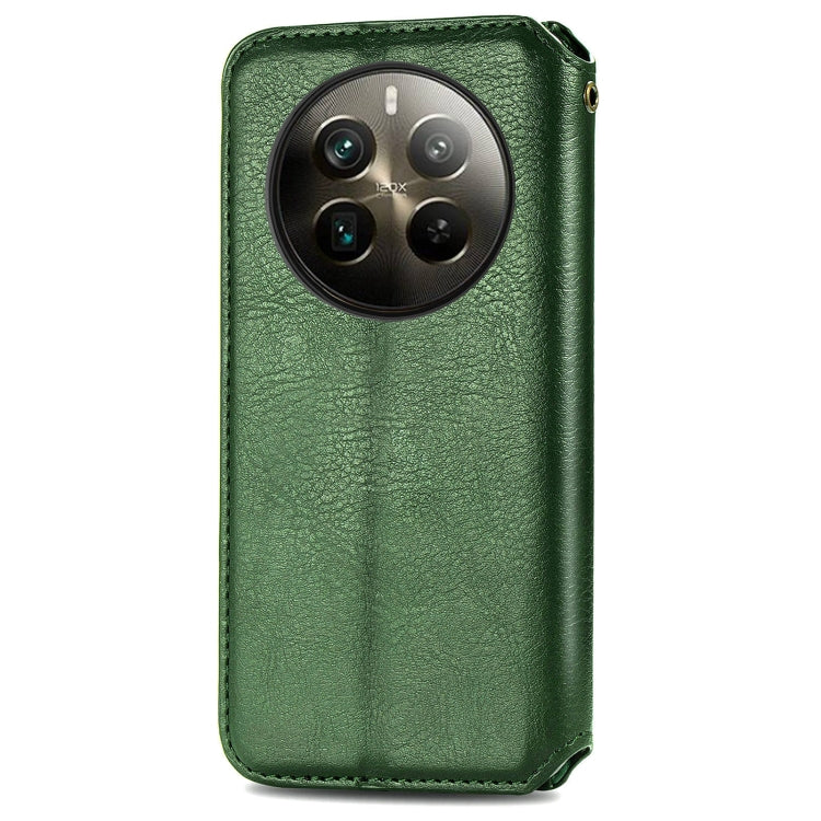 For Realme 12 Pro+ Cubic Grid Pressed Magnetic Leather Phone Case