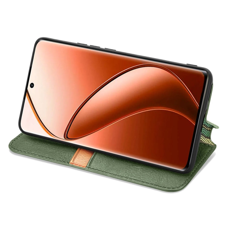 For Realme 12 Pro+ Cubic Grid Pressed Magnetic Leather Phone Case