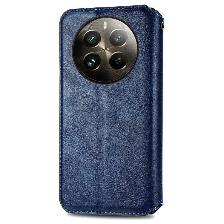 For  Realme 12+ Cubic Grid Pressed Magnetic Leather Phone Case