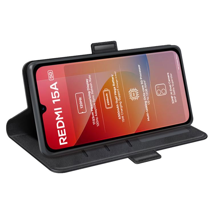 For Redmi 15a 5G Dual-side Magnetic Buckle Horizontal Flip Leather Phone Case
