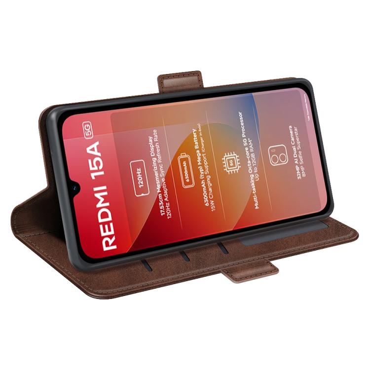 For Redmi 15a 5G Dual-side Magnetic Buckle Horizontal Flip Leather Phone Case