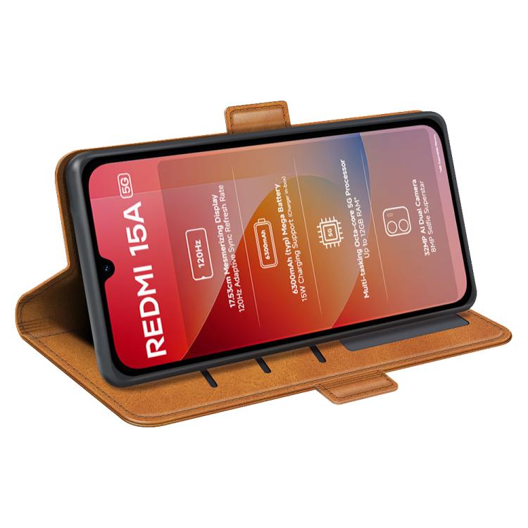 For Redmi 15a 5G Dual-side Magnetic Buckle Horizontal Flip Leather Phone Case