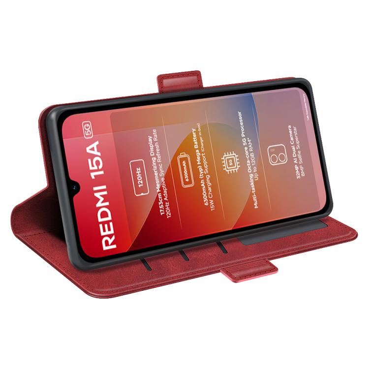 For Redmi 15a 5G Dual-side Magnetic Buckle Horizontal Flip Leather Phone Case