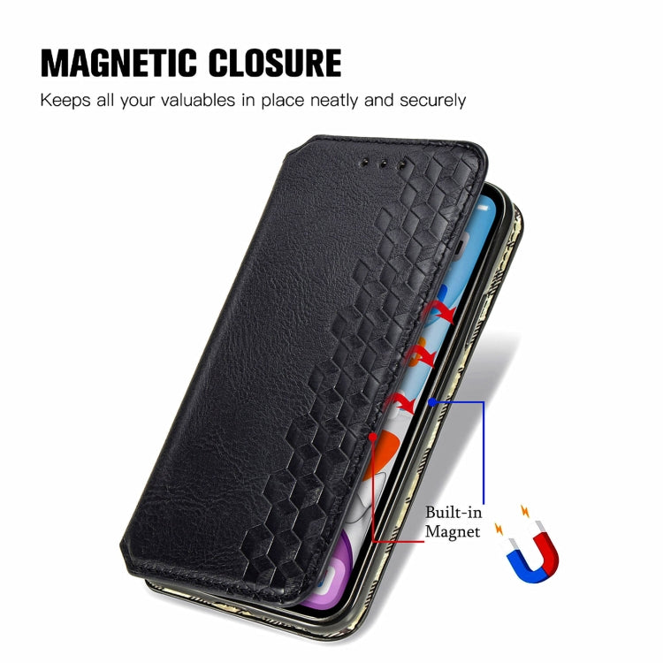 For OnePlus 12 Cubic Grid Pressed Magnetic Leather Phone Case