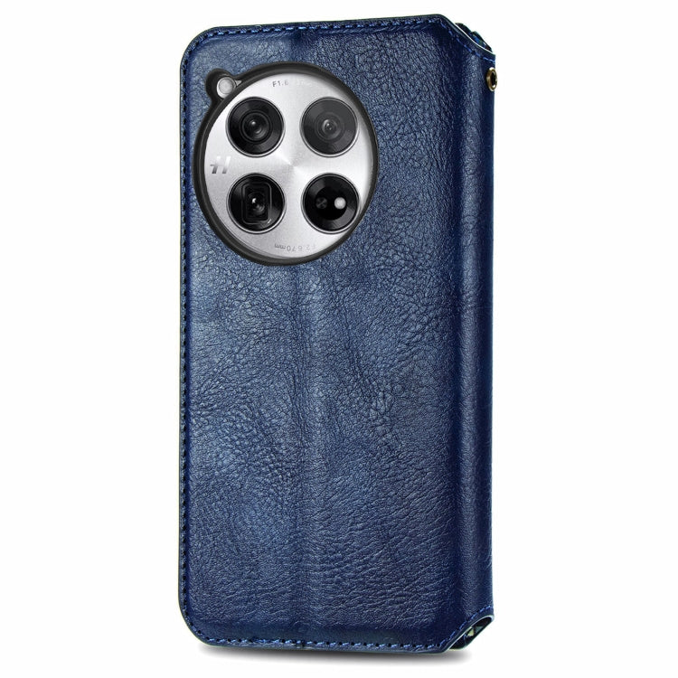 For OnePlus 12 Cubic Grid Pressed Magnetic Leather Phone Case