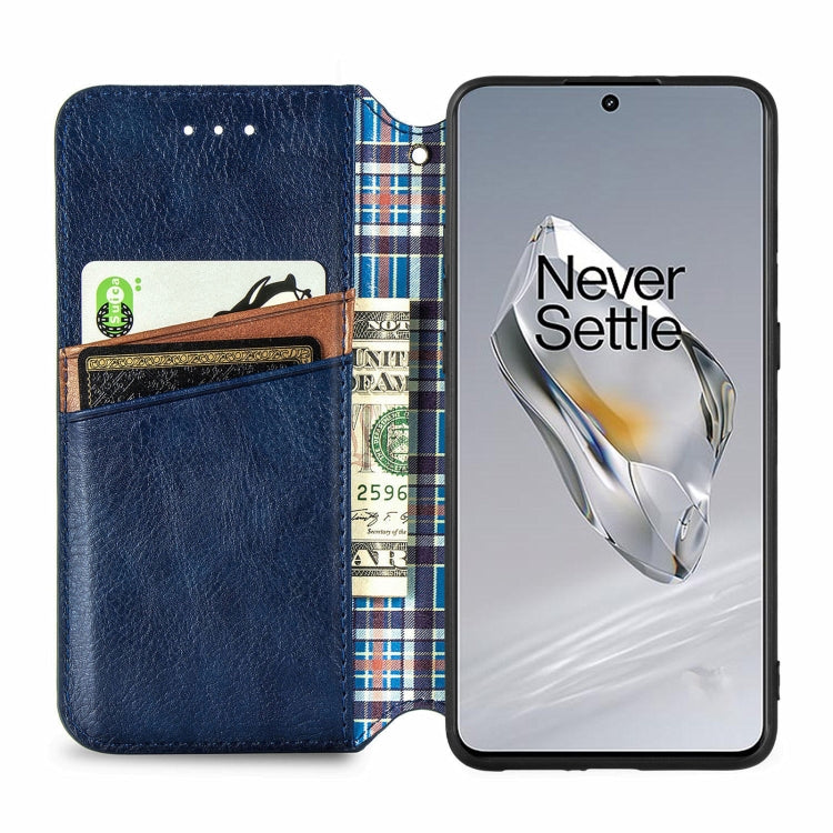 For OnePlus 12 Cubic Grid Pressed Magnetic Leather Phone Case