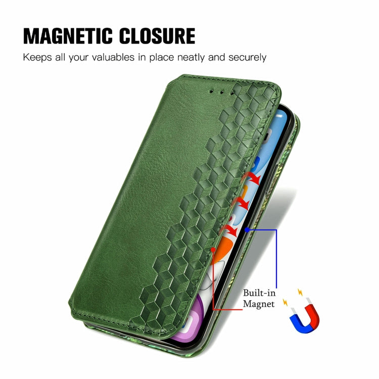 For OnePlus 12 Cubic Grid Pressed Magnetic Leather Phone Case