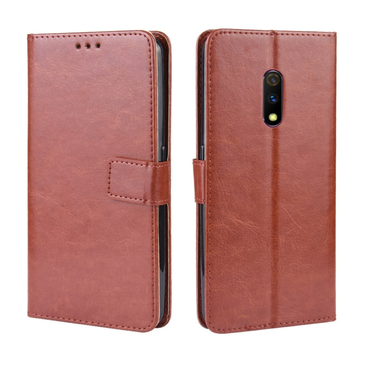 Retro Crazy Horse Texture Horizontal Flip Leather Case for OPPO Realme X / OPPO K3 , with Holder & Card Slots & Photo Frame