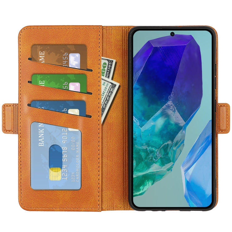 For Samsung Galaxy M55 5G Dual-side Magnetic Buckle Horizontal Flip Leather Phone Case