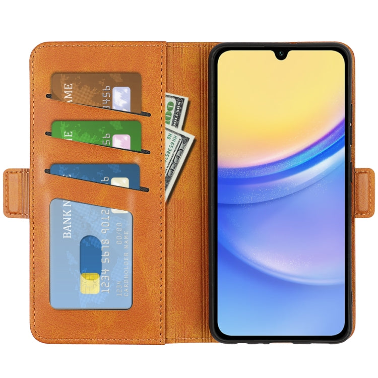 For Samsung Galaxy M15 5G Dual-side Magnetic Buckle Horizontal Flip Leather Phone Case