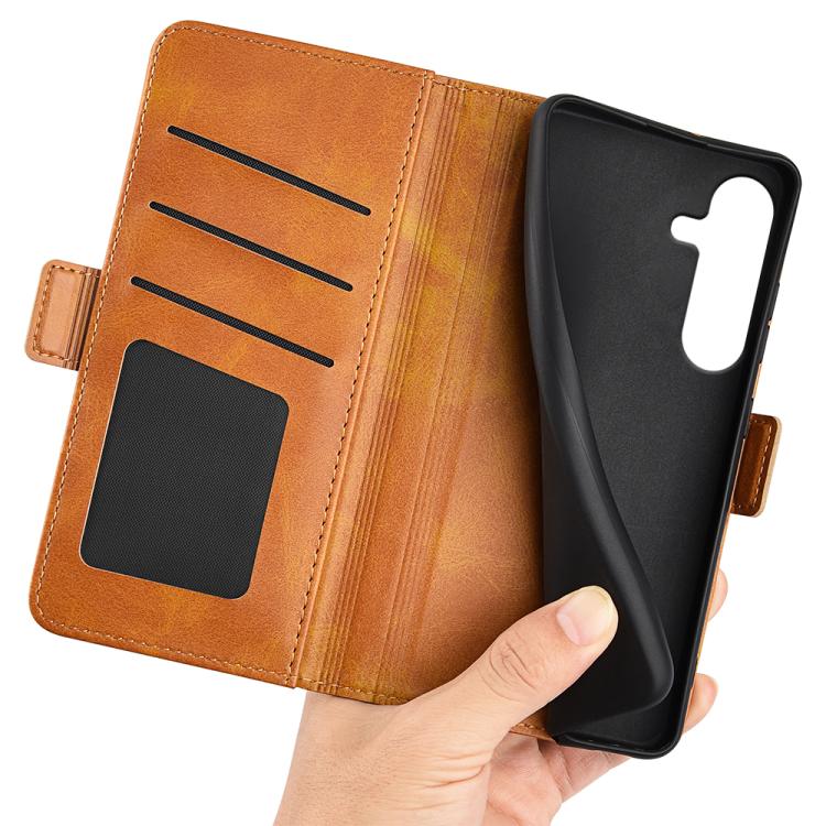 For Samsung Galaxy S25 5G Dual-side Magnetic Buckle Horizontal Flip Leather Phone Case