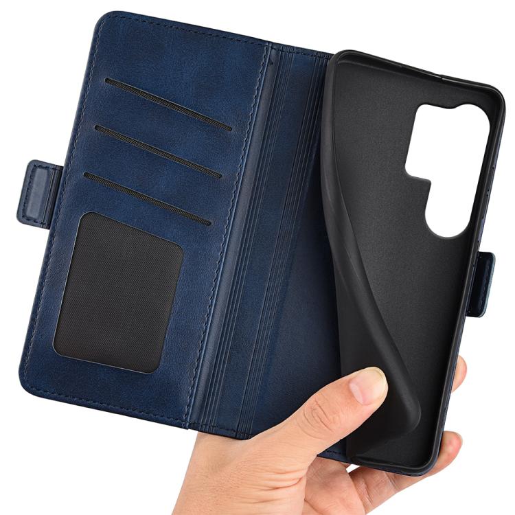 For Samsung Galaxy S25 Ultra 5G Dual-side Magnetic Buckle Horizontal Flip Leather Phone Case