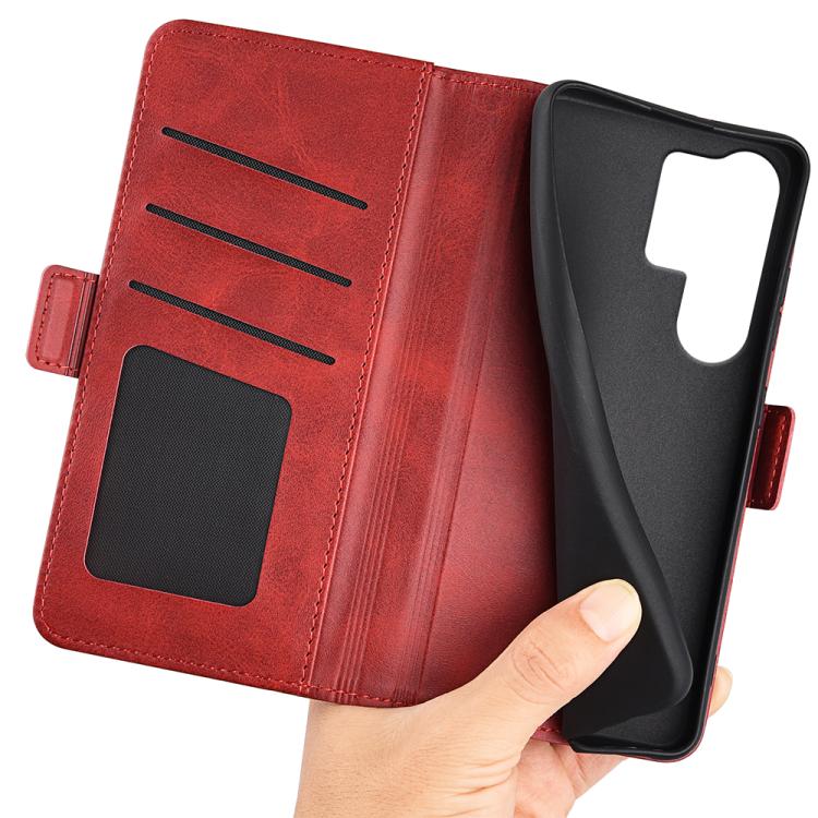 For Samsung Galaxy S25 Ultra 5G Dual-side Magnetic Buckle Horizontal Flip Leather Phone Case
