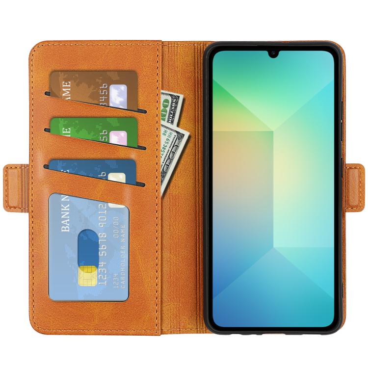 For Samsung Galaxy A06 5G Dual-side Magnetic Buckle Horizontal Flip Leather Phone Case