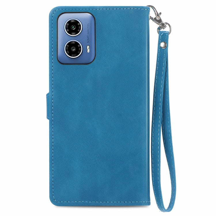 For Motorola Moto G34  5G Embossed Flower Zipper Leather Phone Case