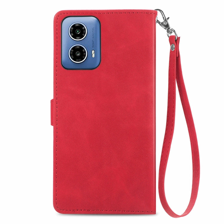 For Motorola Moto G34  5G Embossed Flower Zipper Leather Phone Case