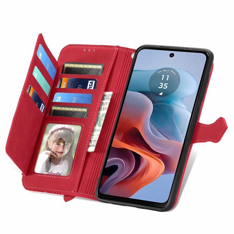 For Motorola Moto G34  5G Embossed Flower Zipper Leather Phone Case