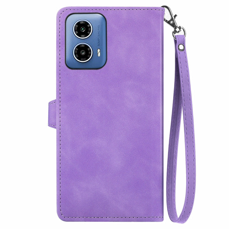 For Motorola Moto G34  5G Embossed Flower Zipper Leather Phone Case