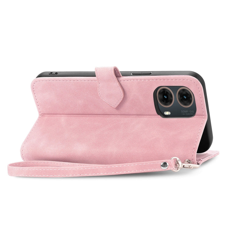 For Motorola Moto G85 Embossed Flower Zipper Leather Phone Case