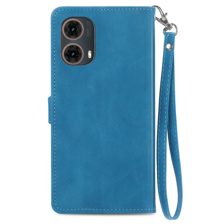 For Motorola Moto G85 Embossed Flower Zipper Leather Phone Case