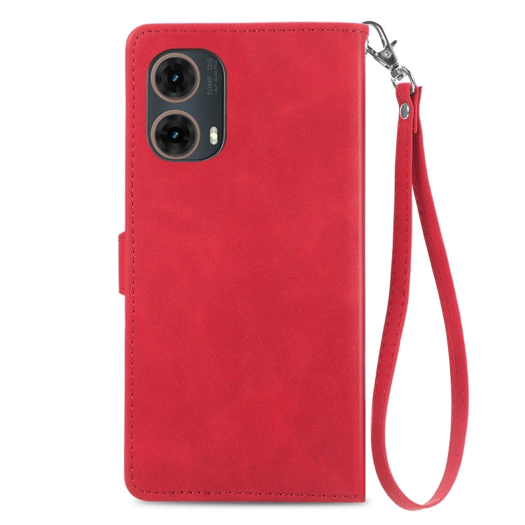 For Motorola Moto G85 Embossed Flower Zipper Leather Phone Case