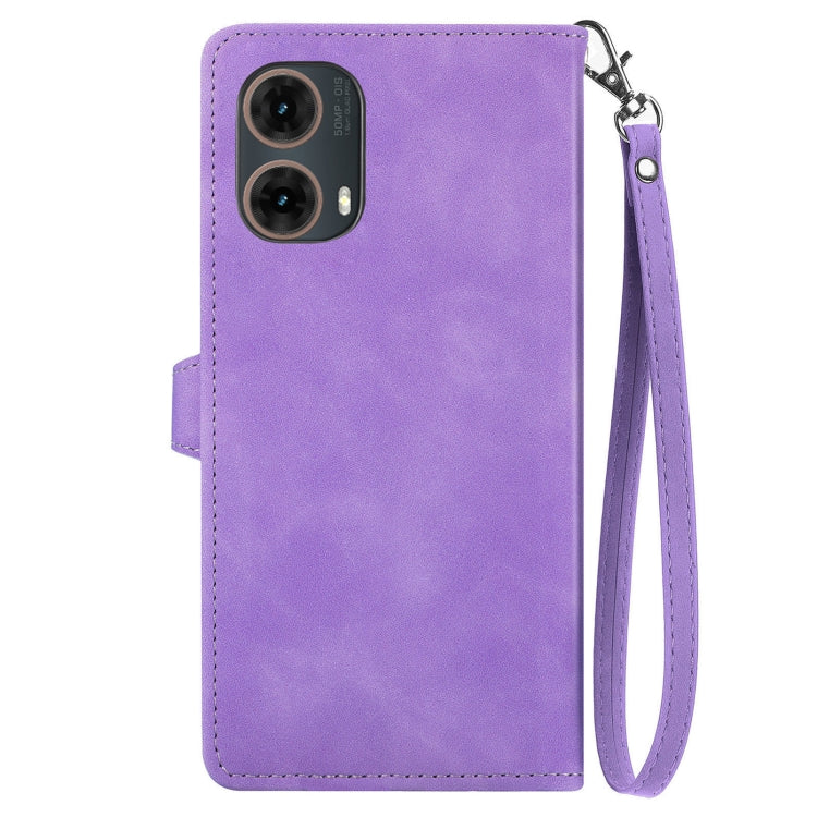 For Motorola Moto G85 Embossed Flower Zipper Leather Phone Case
