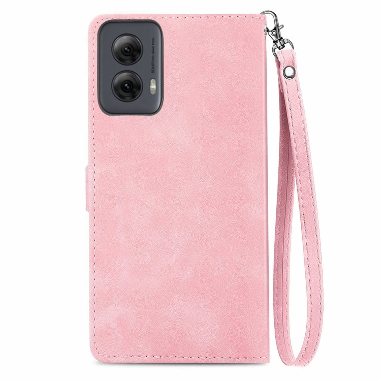 For Motorola Moto G Power 5G 2024 Embossed Flower Zipper Leather Phone Case