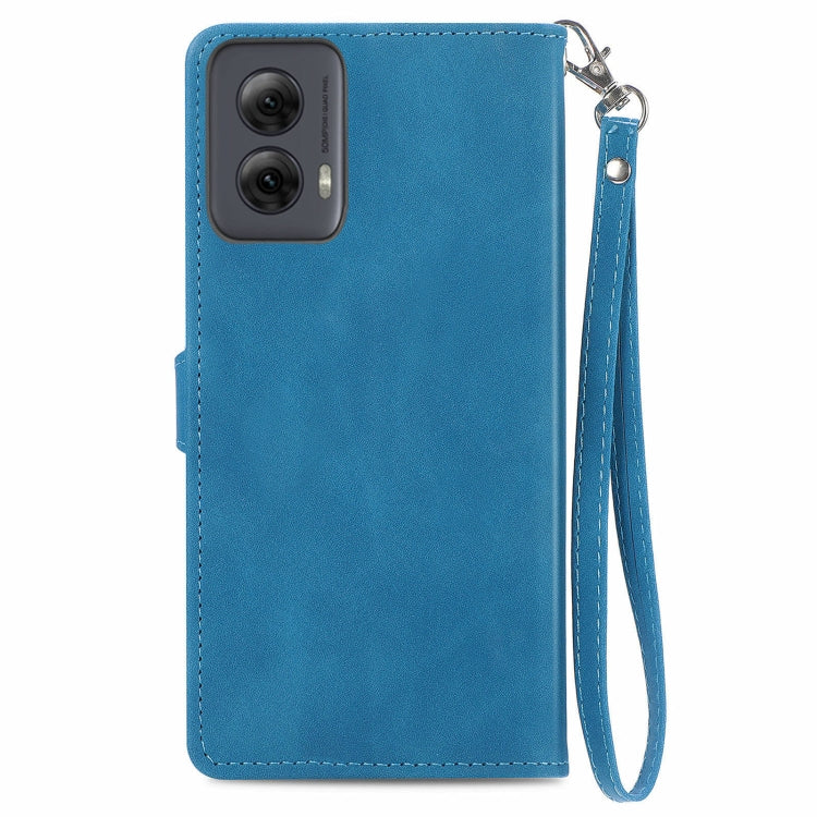 For Motorola Moto G Power 5G 2024 Embossed Flower Zipper Leather Phone Case