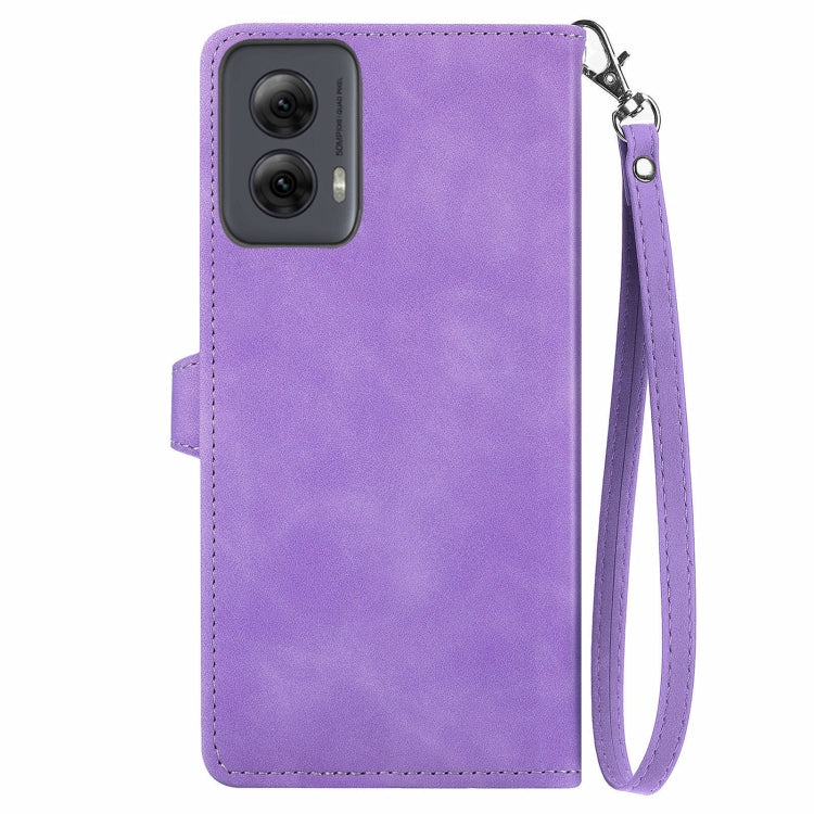 For Motorola Moto G Power 5G 2024 Embossed Flower Zipper Leather Phone Case