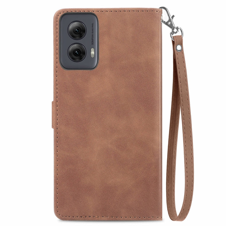 For Motorola Moto G Power 5G 2024 Embossed Flower Zipper Leather Phone Case