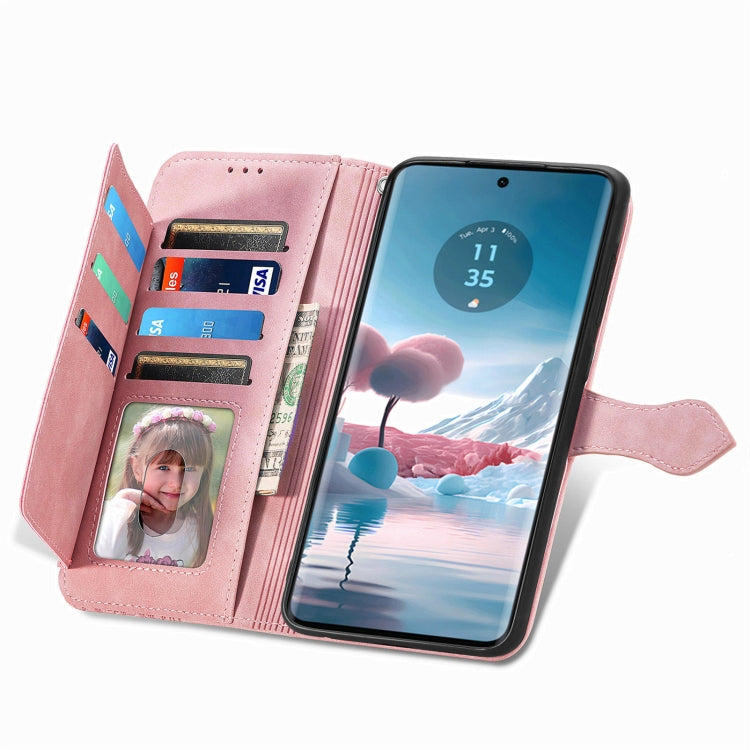 For Motorola Edge 2024 Embossed Flower Zipper Leather Phone Case