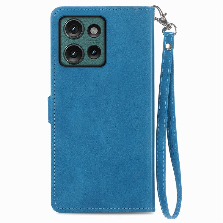 For Motorola Edge 2024 Embossed Flower Zipper Leather Phone Case