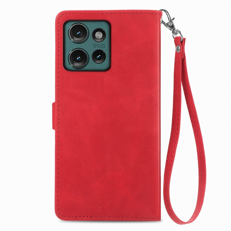 For Motorola Edge 2024 Embossed Flower Zipper Leather Phone Case