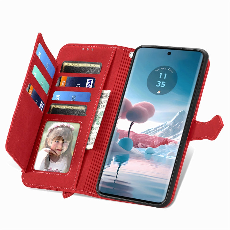 For Motorola Edge 2024 Embossed Flower Zipper Leather Phone Case