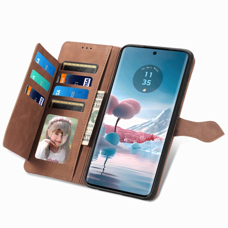 For Motorola Edge 2024 Embossed Flower Zipper Leather Phone Case