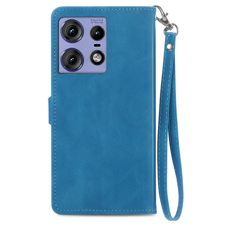 For Motorola Edge 50 Ultra Embossed Flower Zipper Leather Phone Case