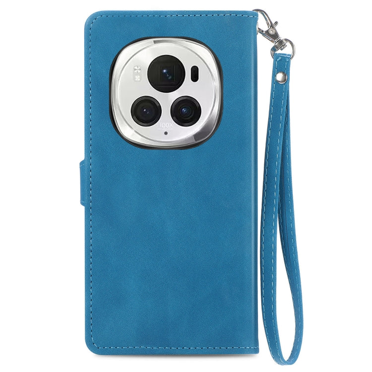 For Honor Magic6 Pro Embossed Flower Zipper Leather Phone Case