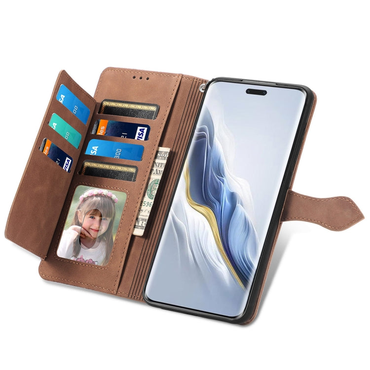 For Honor Magic6 Pro Embossed Flower Zipper Leather Phone Case