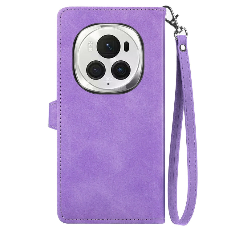 For Honor Magic6 Pro Embossed Flower Zipper Leather Phone Case
