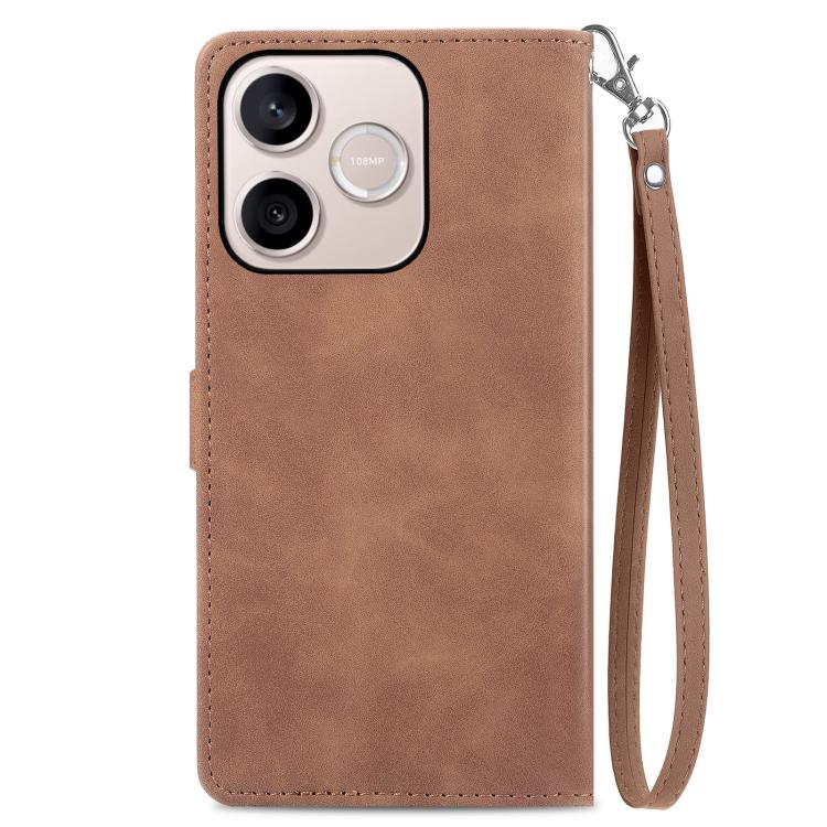 For Honor 600 Lite Global Embossed Flower Zipper Leather Phone Case