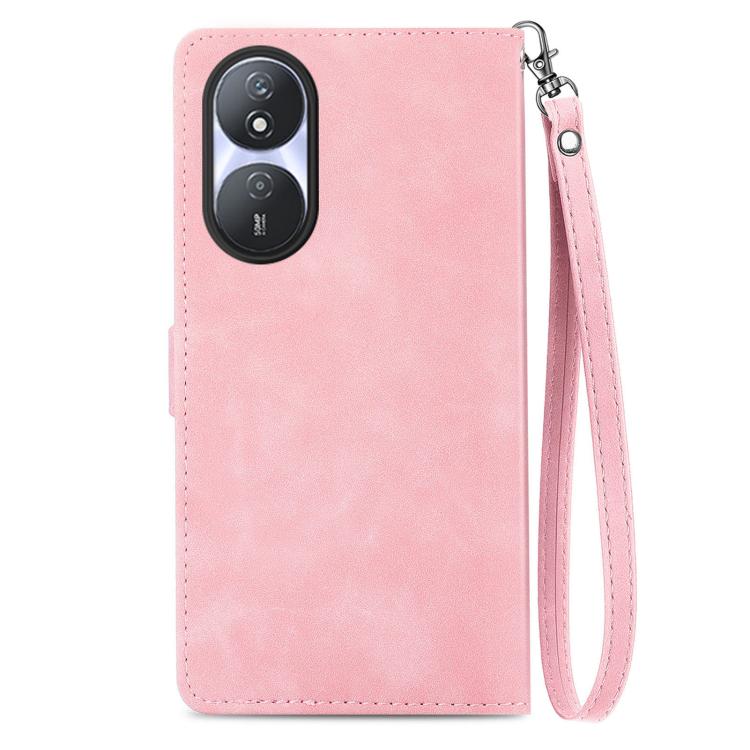 For Honor Play 50 Plus Embossed Flower Zipper Leather Phone Case