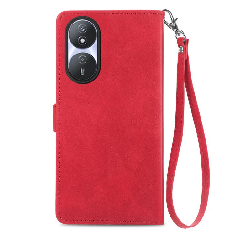 For Honor Play 50 Plus Embossed Flower Zipper Leather Phone Case