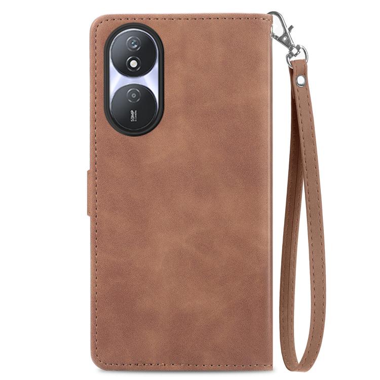 For Honor Play 50 Plus Embossed Flower Zipper Leather Phone Case