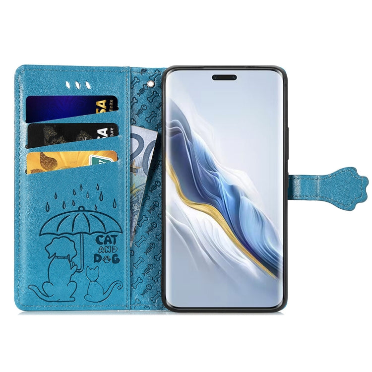 For Honor Magic6 Pro Cat and Dog Embossed Leather Phone Case