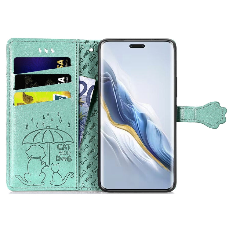 For Honor Magic6 Pro Cat and Dog Embossed Leather Phone Case