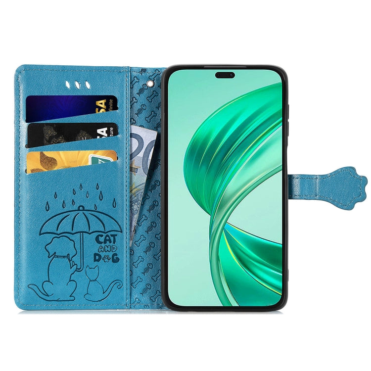 For Honor X8b Cat and Dog Embossed Leather Phone Case