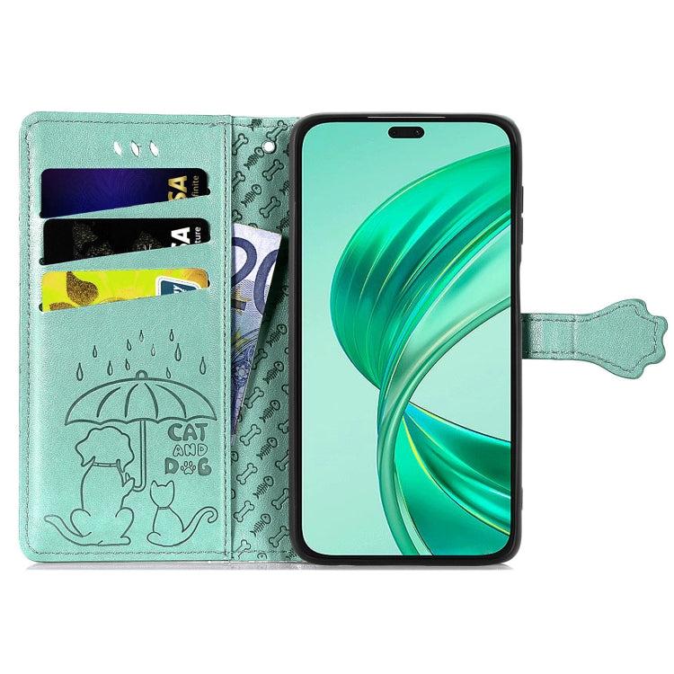 For Honor X8b Cat and Dog Embossed Leather Phone Case