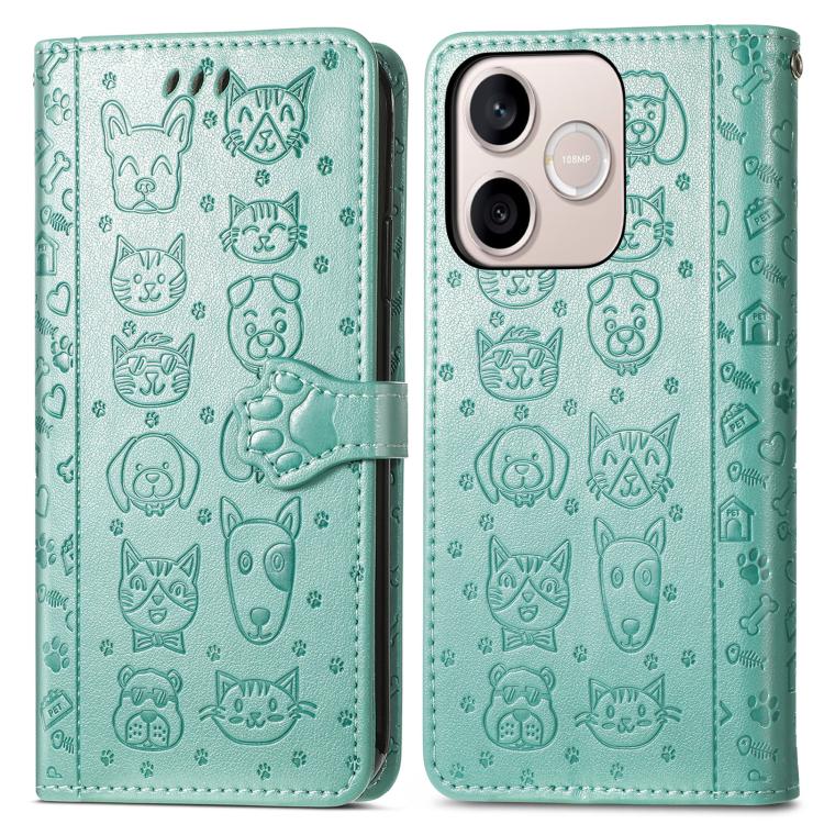 For Honor 600 Lite Global Cat and Dog Embossed Leather Phone Case
