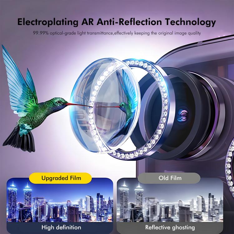 For iPhone 17 Pro / 17 Pro Max ENKAY AR Anti-reflection Individual Diamond Ring Camera Lens Glass Full Film