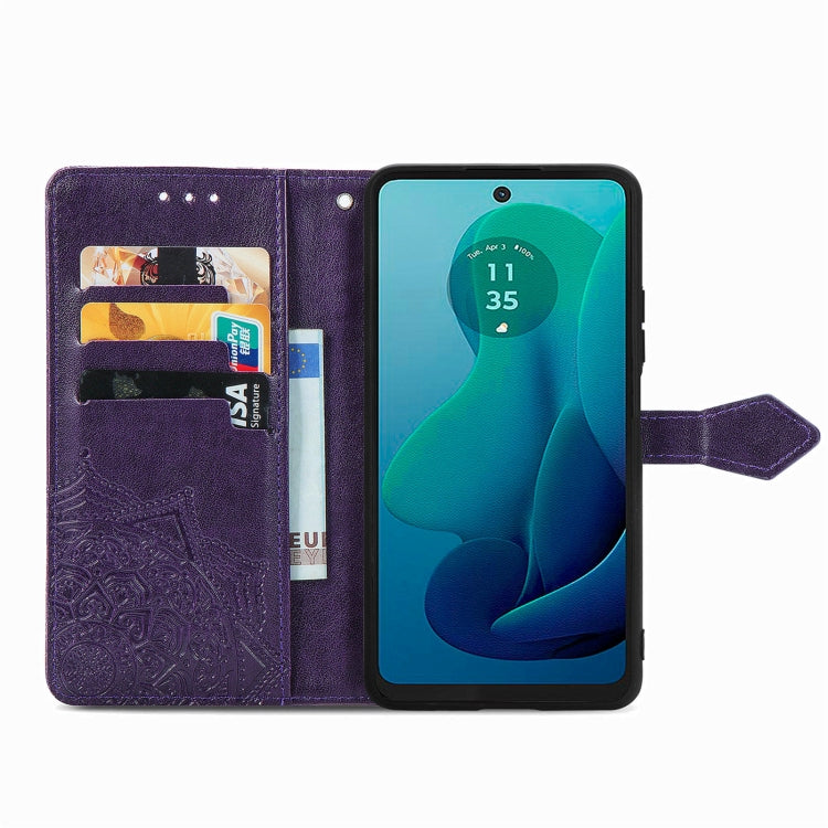 For Motorola Moto G 2024 Mandala Flower Embossed Leather Phone Case